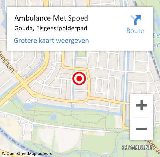 Locatie op kaart van de 112 melding: Ambulance Met Spoed Naar Gouda, Elsgeestpolderpad op 26 maart 2017 13:07