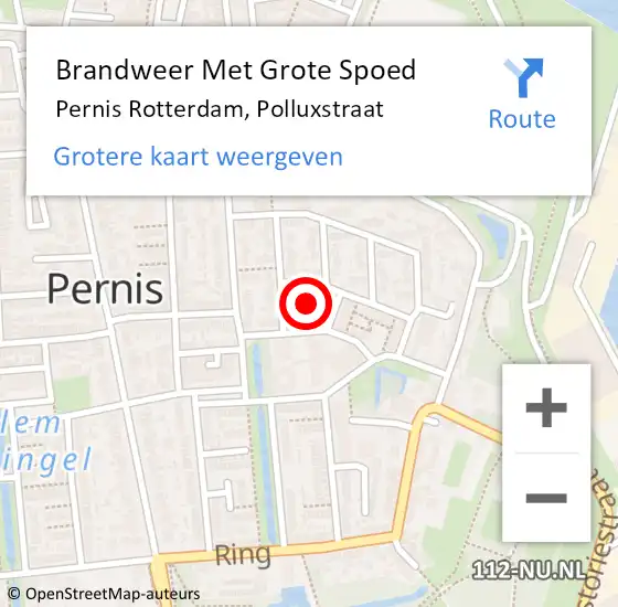 Locatie op kaart van de 112 melding: Brandweer Met Grote Spoed Naar Pernis Rotterdam, Polluxstraat op 26 maart 2017 13:31