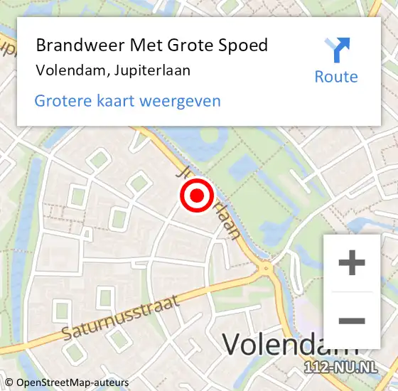 Locatie op kaart van de 112 melding: Brandweer Met Grote Spoed Naar Volendam, Jupiterlaan op 26 maart 2017 14:02