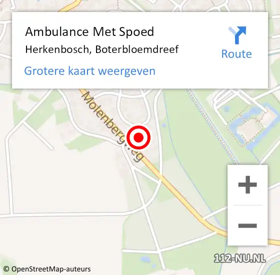 Locatie op kaart van de 112 melding: Ambulance Met Spoed Naar Herkenbosch, Boterbloemdreef op 26 maart 2017 14:05