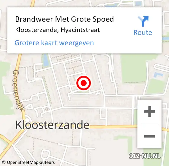 Locatie op kaart van de 112 melding: Brandweer Met Grote Spoed Naar Kloosterzande, Hyacintstraat op 26 maart 2017 14:11