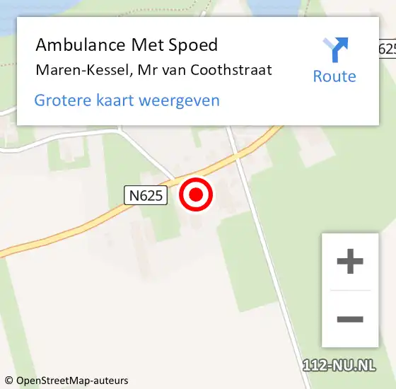 Locatie op kaart van de 112 melding: Ambulance Met Spoed Naar Maren-Kessel, Mr van Coothstraat op 26 maart 2017 14:11