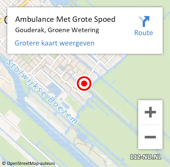 Locatie op kaart van de 112 melding: Ambulance Met Grote Spoed Naar Gouderak, Groene Wetering op 26 maart 2017 15:35