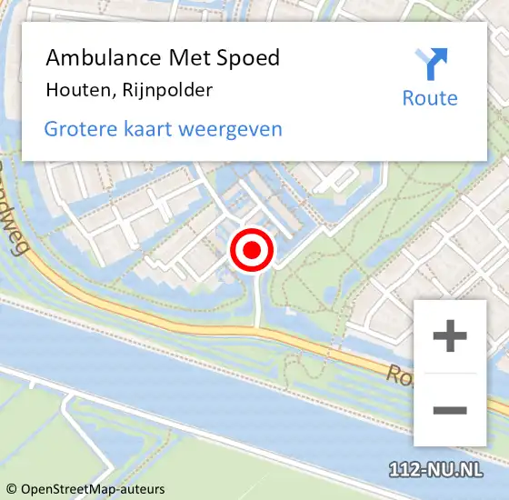 Locatie op kaart van de 112 melding: Ambulance Met Spoed Naar Houten, Rijnpolder op 26 maart 2017 16:04