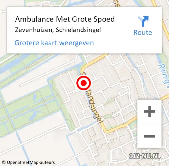 Locatie op kaart van de 112 melding: Ambulance Met Grote Spoed Naar Zevenhuizen, Schielandsingel op 26 maart 2017 16:10