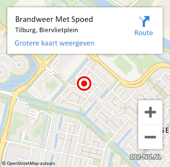 Locatie op kaart van de 112 melding: Brandweer Met Spoed Naar Tilburg, Biervlietplein op 26 maart 2017 16:20