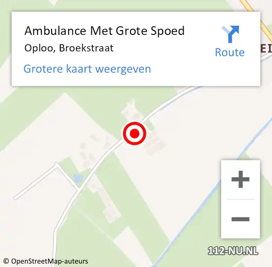 Locatie op kaart van de 112 melding: Ambulance Met Grote Spoed Naar Oploo, Broekstraat op 26 maart 2017 16:33