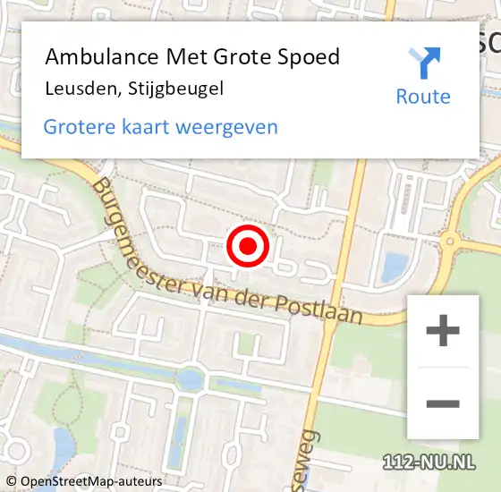 Locatie op kaart van de 112 melding: Ambulance Met Grote Spoed Naar Leusden, Stijgbeugel op 26 maart 2017 16:44