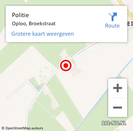 Locatie op kaart van de 112 melding: Politie Oploo, Broekstraat op 26 maart 2017 16:45