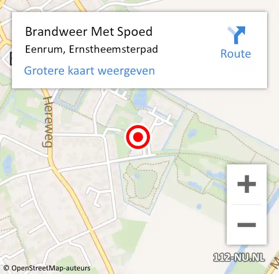 Locatie op kaart van de 112 melding: Brandweer Met Spoed Naar Eenrum, Ernstheemsterpad op 26 maart 2017 17:55