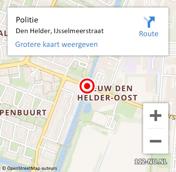 Locatie op kaart van de 112 melding: Politie Den Helder, IJsselmeerstraat op 26 maart 2017 18:25