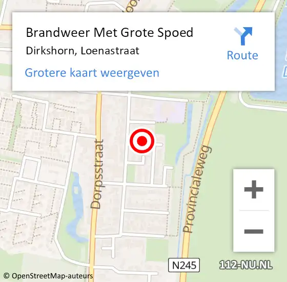 Locatie op kaart van de 112 melding: Brandweer Met Grote Spoed Naar Dirkshorn, Loenastraat op 26 maart 2017 18:34