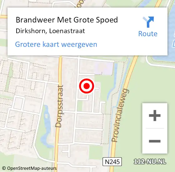 Locatie op kaart van de 112 melding: Brandweer Met Grote Spoed Naar Dirkshorn, Loenastraat op 26 maart 2017 18:39