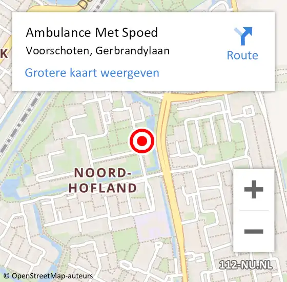 Locatie op kaart van de 112 melding: Ambulance Met Spoed Naar Voorschoten, Gerbrandylaan op 26 maart 2017 19:21