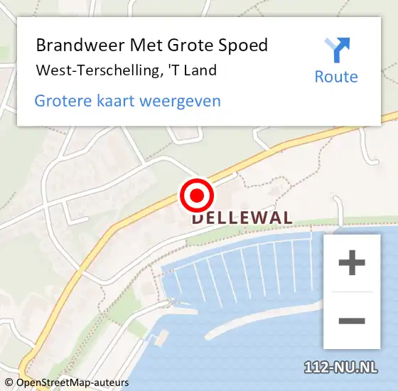 Locatie op kaart van de 112 melding: Brandweer Met Grote Spoed Naar West-Terschelling, 'T Land op 26 maart 2017 19:44