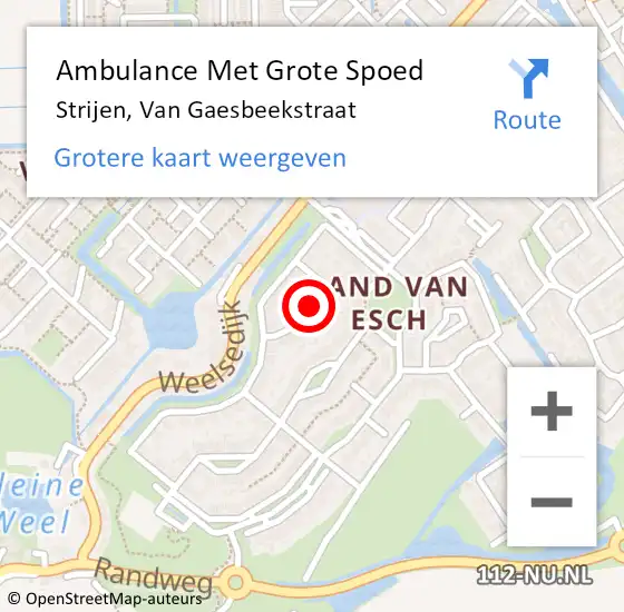 Locatie op kaart van de 112 melding: Ambulance Met Grote Spoed Naar Strijen, Van Gaesbeekstraat op 26 maart 2017 19:46