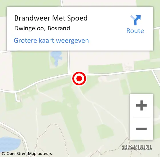 Locatie op kaart van de 112 melding: Brandweer Met Spoed Naar Dwingeloo, Bosrand op 26 maart 2017 20:37