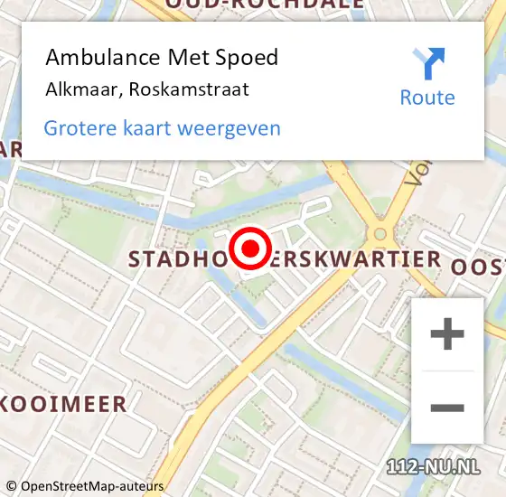 Locatie op kaart van de 112 melding: Ambulance Met Spoed Naar Alkmaar, Roskamstraat op 26 maart 2017 20:57