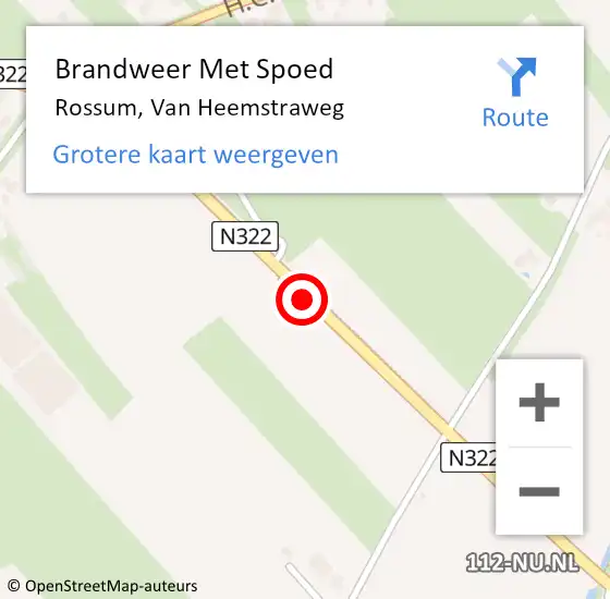 Locatie op kaart van de 112 melding: Brandweer Met Spoed Naar Rossum, Van Heemstraweg op 26 maart 2017 21:30