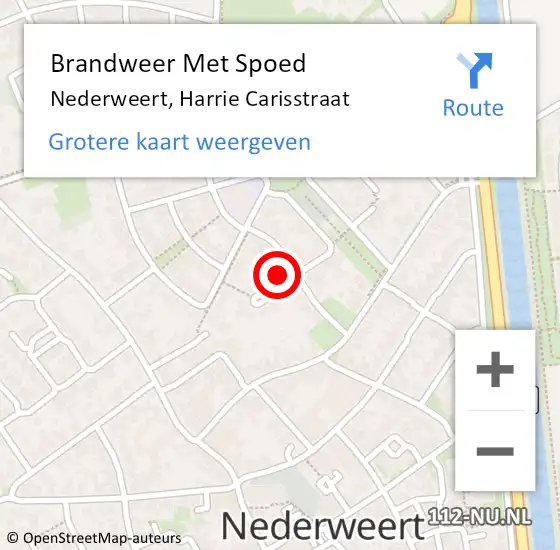 Locatie op kaart van de 112 melding: Brandweer Met Spoed Naar Nederweert, Harrie Carisstraat op 26 maart 2017 22:07