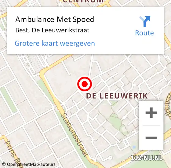 Locatie op kaart van de 112 melding: Ambulance Met Spoed Naar Best, De Leeuwerikstraat op 26 maart 2017 22:17