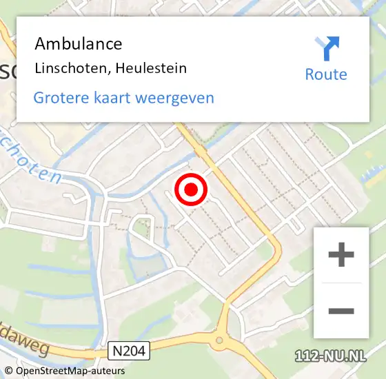 Locatie op kaart van de 112 melding: Ambulance Linschoten, Heulestein op 26 maart 2017 22:40