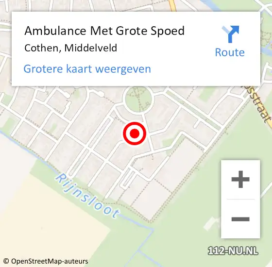 Locatie op kaart van de 112 melding: Ambulance Met Grote Spoed Naar Cothen, Middelveld op 26 maart 2017 22:46