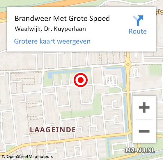 Locatie op kaart van de 112 melding: Brandweer Met Grote Spoed Naar Waalwijk, Dr. Kuyperlaan op 26 maart 2017 22:55