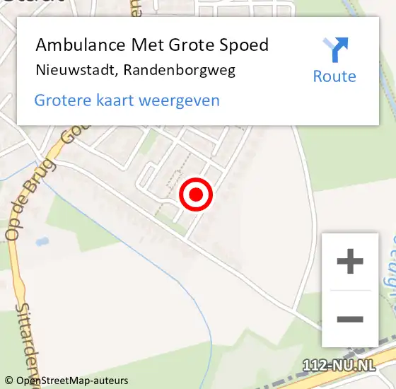 Locatie op kaart van de 112 melding: Ambulance Met Grote Spoed Naar Nieuwstadt, Randenborgweg op 26 maart 2017 23:00