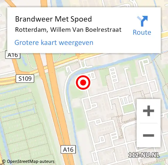 Locatie op kaart van de 112 melding: Brandweer Met Spoed Naar Rotterdam, Willem Van Boelrestraat op 27 maart 2017 00:17