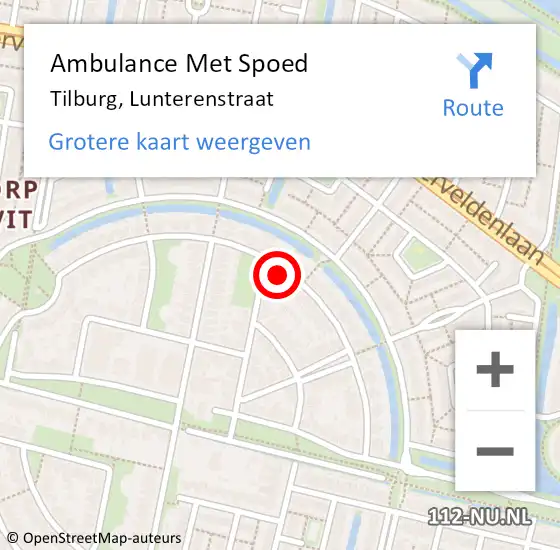 Locatie op kaart van de 112 melding: Ambulance Met Spoed Naar Tilburg, Lunterenstraat op 27 maart 2017 01:06