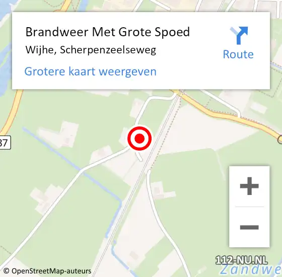 Locatie op kaart van de 112 melding: Brandweer Met Grote Spoed Naar Wijhe, Scherpenzeelseweg op 19 september 2013 12:01