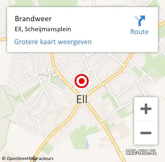 Locatie op kaart van de 112 melding: Brandweer Ell, Scheijmansplein op 27 maart 2017 03:46