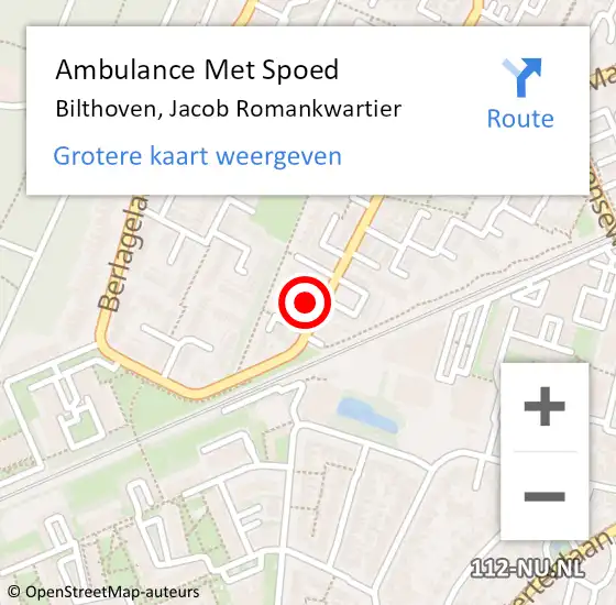 Locatie op kaart van de 112 melding: Ambulance Met Spoed Naar Bilthoven, Jacob Romankwartier op 27 maart 2017 06:50