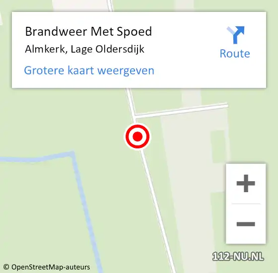 Locatie op kaart van de 112 melding: Brandweer Met Spoed Naar Almkerk, Lage Oldersdijk op 27 maart 2017 07:09