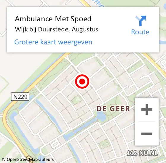 Locatie op kaart van de 112 melding: Ambulance Met Spoed Naar Wijk bij Duurstede, Augustus op 27 maart 2017 08:30