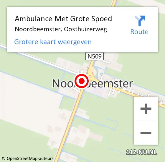 Locatie op kaart van de 112 melding: Ambulance Met Grote Spoed Naar Noordbeemster, Oosthuizerweg op 27 maart 2017 08:56