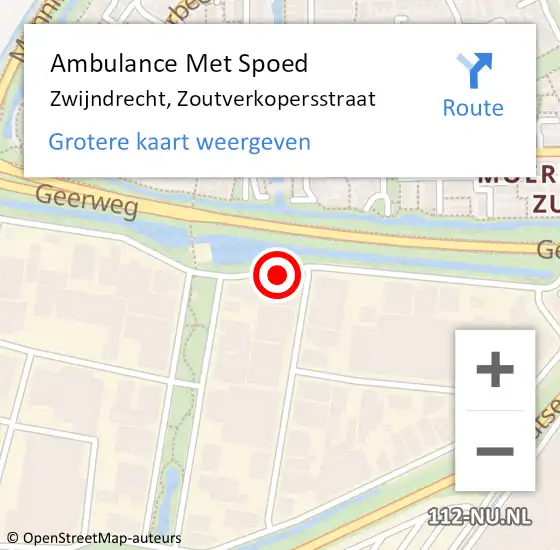 Locatie op kaart van de 112 melding: Ambulance Met Spoed Naar Zwijndrecht, Zoutverkopersstraat op 27 maart 2017 09:00