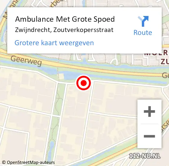 Locatie op kaart van de 112 melding: Ambulance Met Grote Spoed Naar Zwijndrecht, Zoutverkopersstraat op 27 maart 2017 09:20