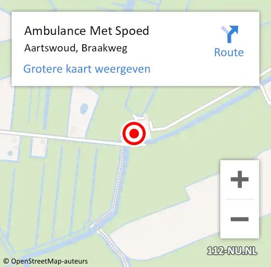 Locatie op kaart van de 112 melding: Ambulance Met Spoed Naar Aartswoud, Braakweg op 27 maart 2017 10:06