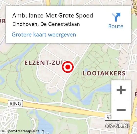 Locatie op kaart van de 112 melding: Ambulance Met Grote Spoed Naar Eindhoven, De Genestetlaan op 27 maart 2017 10:10