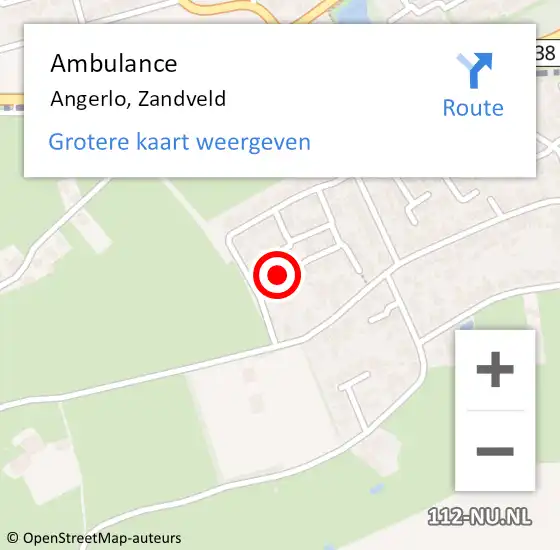 Locatie op kaart van de 112 melding: Ambulance Angerlo, Zandveld op 27 maart 2017 11:01