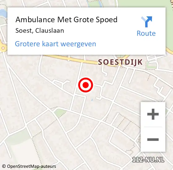 Locatie op kaart van de 112 melding: Ambulance Met Grote Spoed Naar Soest, Clauslaan op 27 maart 2017 11:11