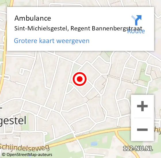 Locatie op kaart van de 112 melding: Ambulance Sint-Michielsgestel, Regent Bannenbergstraat op 27 maart 2017 11:36