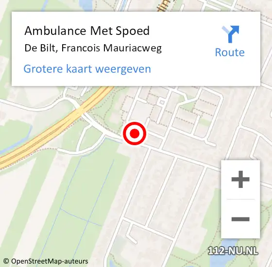 Locatie op kaart van de 112 melding: Ambulance Met Spoed Naar De Bilt, Francois Mauriacweg op 27 maart 2017 12:21