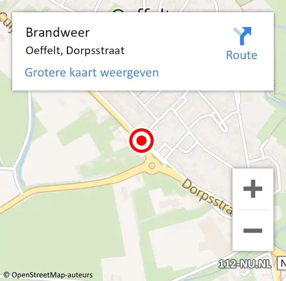 Locatie op kaart van de 112 melding: Brandweer Oeffelt, Dorpsstraat op 27 maart 2017 12:30