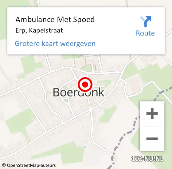 Locatie op kaart van de 112 melding: Ambulance Met Spoed Naar Boekel, Kapelstraat op 27 maart 2017 12:42