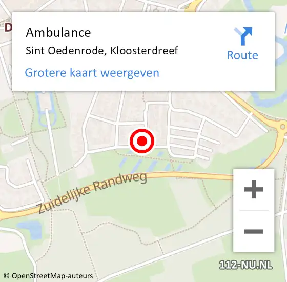 Locatie op kaart van de 112 melding: Ambulance Sint Oedenrode, Kloosterdreef op 27 maart 2017 13:03