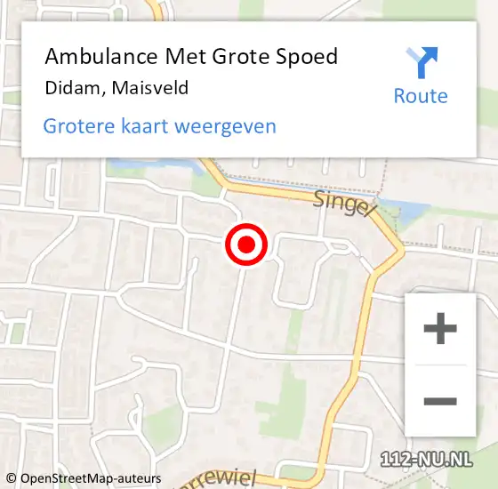 Locatie op kaart van de 112 melding: Ambulance Met Grote Spoed Naar Didam, Maisveld op 27 maart 2017 13:16