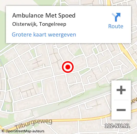 Locatie op kaart van de 112 melding: Ambulance Met Spoed Naar Oisterwijk, Tongelreep op 27 maart 2017 13:52